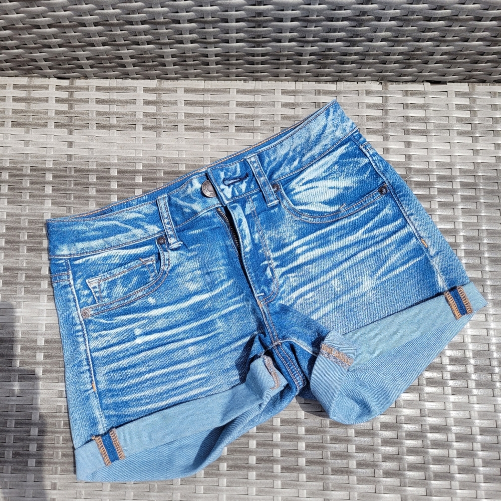American Eagle Midi Acid Wash Shorts